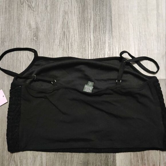 Wild Fable black spaghetti strap crochet crop top tank cami shirt M - Picture 7 of 7